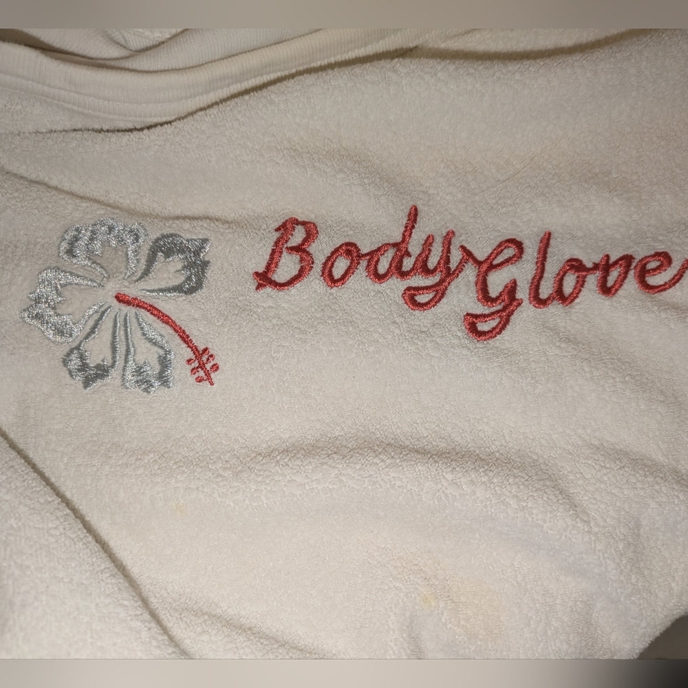 Vintage Body Glove White Terry Cloth Sweatshirt Long Sleeve Embroidered 🌺 Read